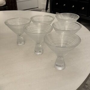 Set Of 6 Fortessa Jupiter Beaded Martini Glasses Embossed Textured 11.5oz 5"